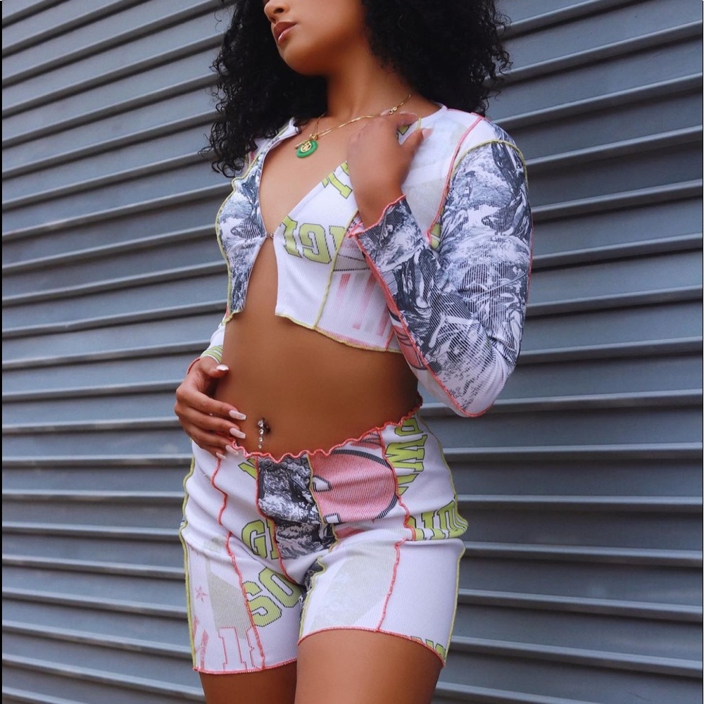 Jaded London matching biker shorts and top set